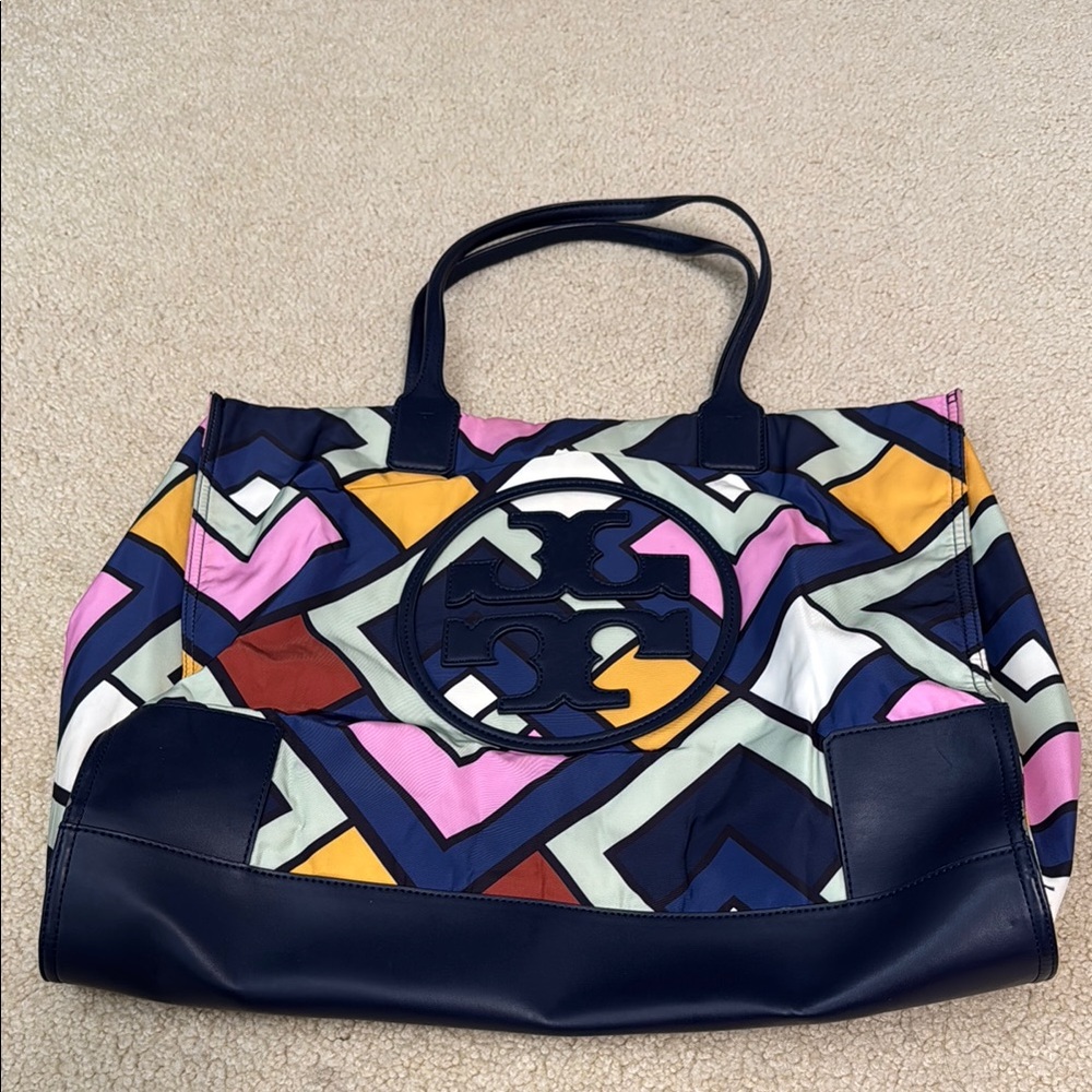 Tory Burch Colorful Geometric Ella Tote- rare print